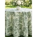 Nappe Ronde Toile de Jouy Verte – 280 cm | Style Bridgerton