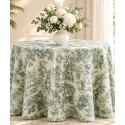 Nappe Ronde Toile de Jouy Verte – 280 cm | Style Bridgerton