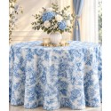 Nappe Ronde Toile de Jouy bleu – 280 cm | Style Bridgerton