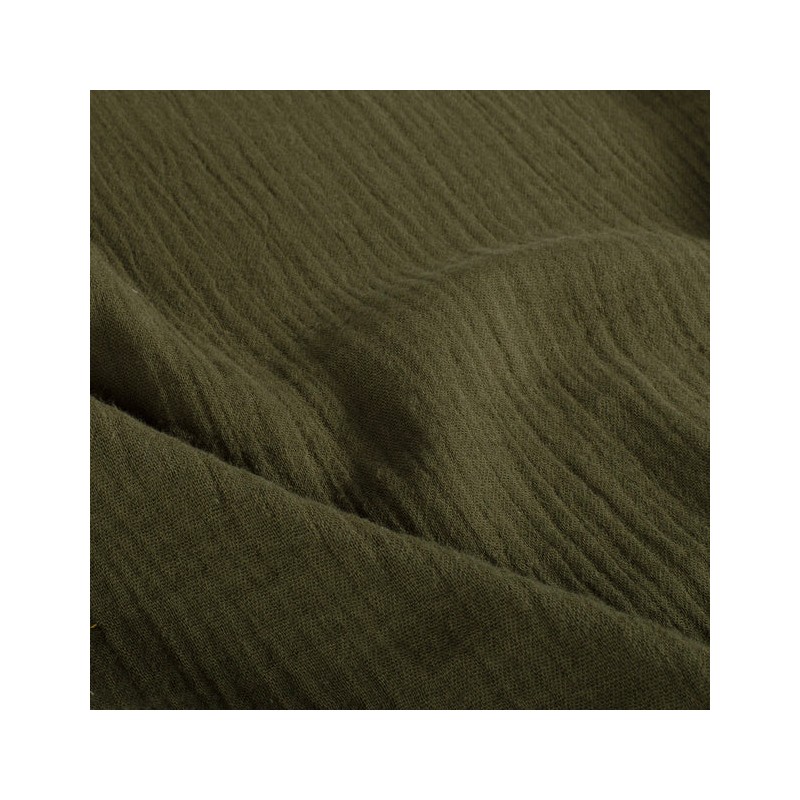 Serviette de table  gaze de coton vert kaki