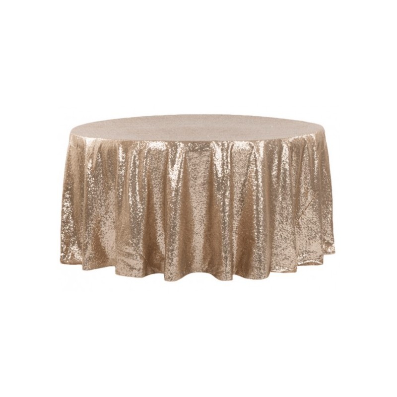 Nappe ronde sequin champagne