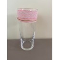 Vase transparent ruban rose et fils jute