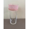 Vase transparent ruban rose et fil jute