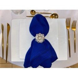 Serviette de table  gaze de coton bleu roi