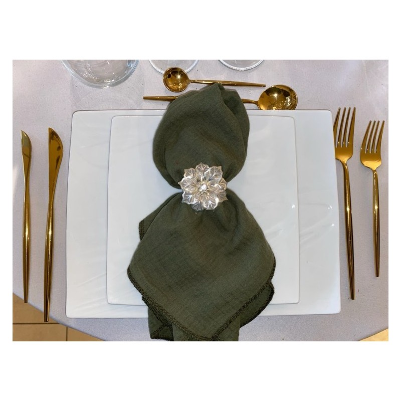 Serviette de table  gaze de coton vert fougère