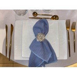 Serviette de table  gaze de coton bleu baltique