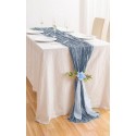 Chemin de table en gaze de coton bleu gris